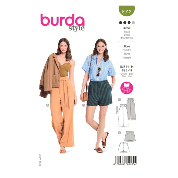 Burda Style Schnittmuster - Hose - Shorts - Paperbag-Style - Nr.5912