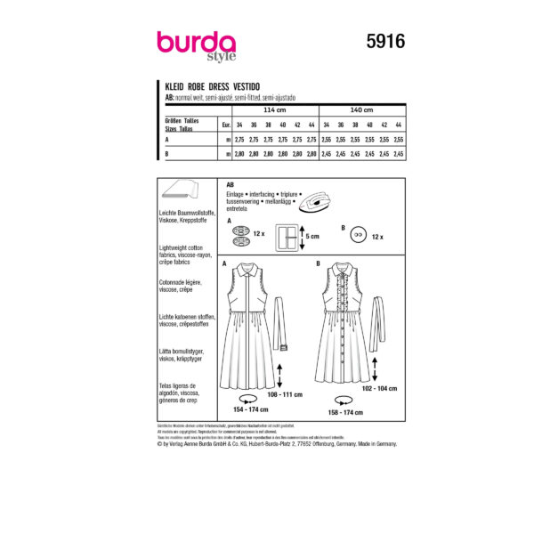 Burda Style Schnittmuster - Kleid - offene Schulter und Kragen - Nr.5916 – Bild 8