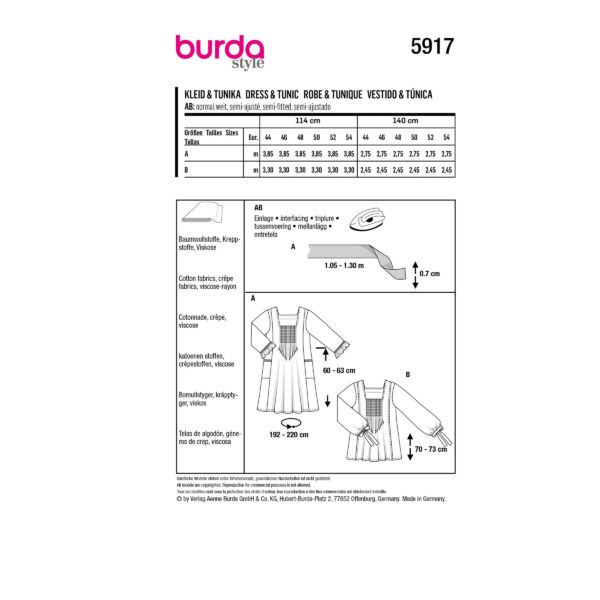 Burda Style Schnittmuster - Kleid und Tunika - eckiger Ausschnitt - Nr.5917 – Bild 8
