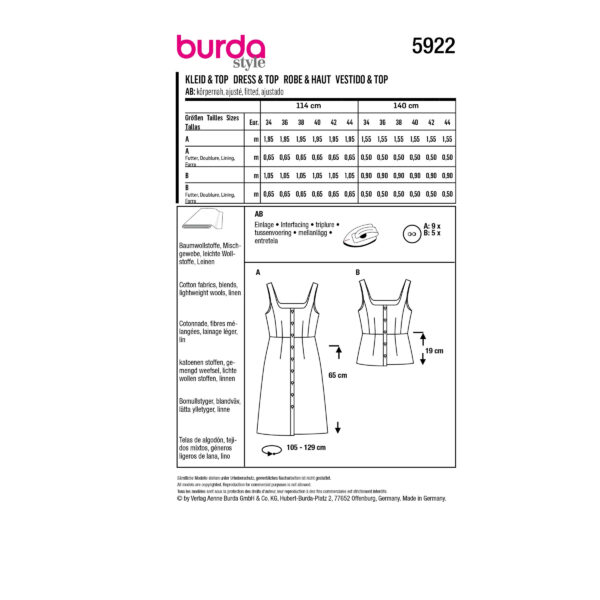 Burda Style Schnittmuster - Kleid und Top - Trägerkleid und Shirt - Nr.5922 – Bild 9