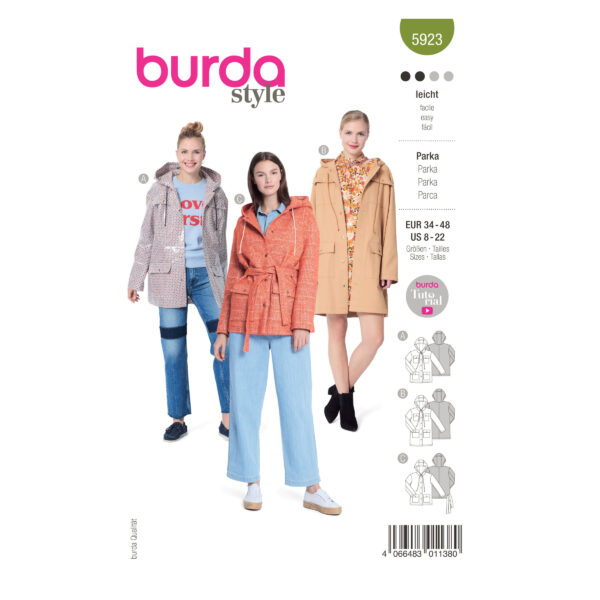 Burda Style Schnittmuster - Parka - Longjacke mit Kapuze - Nr.5923