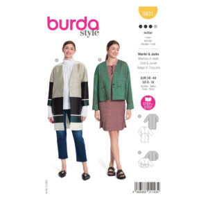 Burda Style Schnittmuster - Mantel und Jacke - kragenlos - Nr.5931