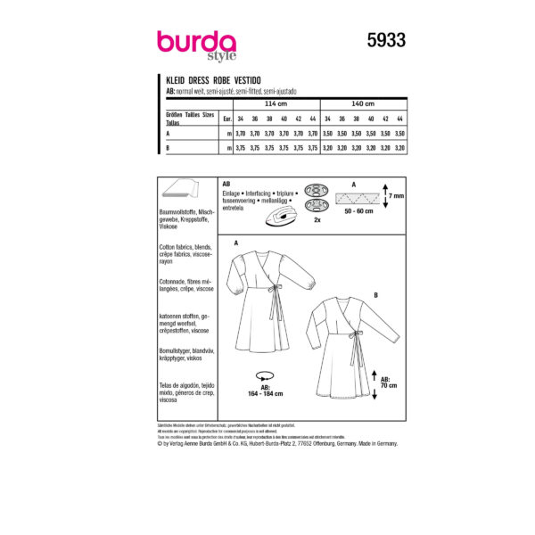 Burda Style Schnittmuster - Kleid - Wickelkleider - Nr.5933 – Bild 8