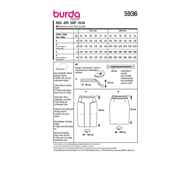 Burda Style Schnittmuster - Rock - figurbetonte Röcke - Gehschlitz - Nr.5936 – Bild 8