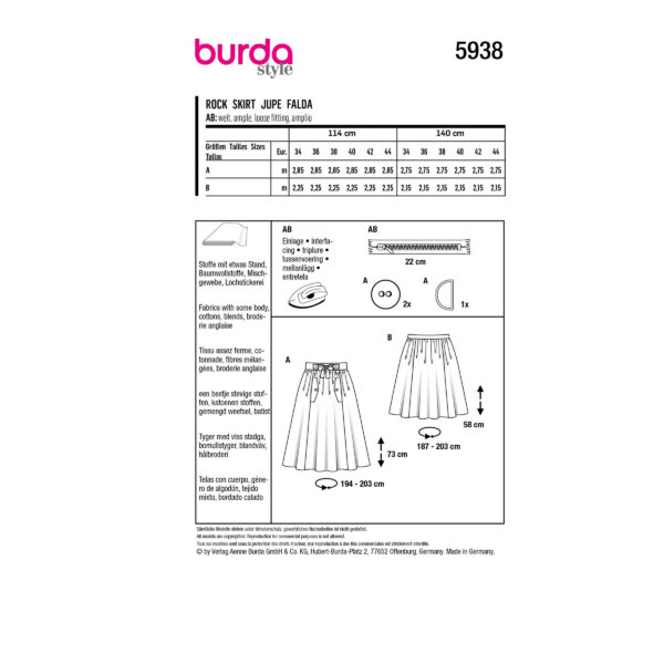 Burda Style Schnittmuster - Rock - weitschwingende Röcke - Nr.5938 – Bild 8
