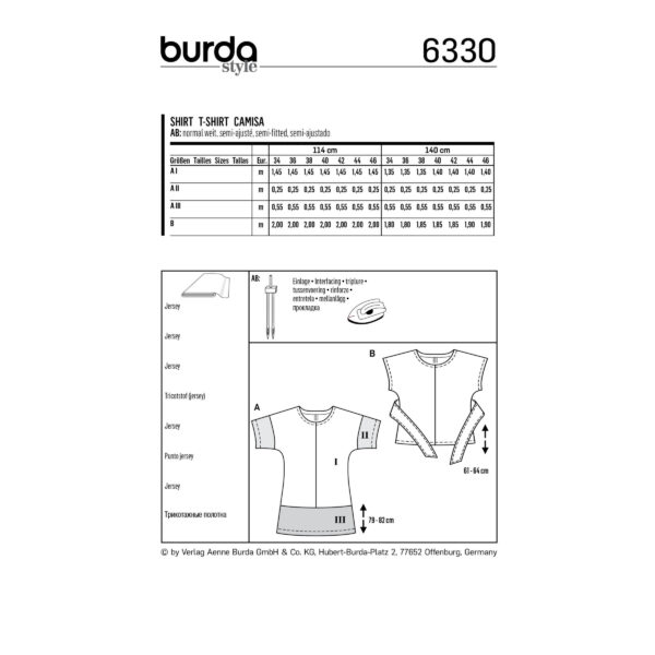 Burda Style - Schnittmuster - Shirt - Kurzarmshirt und Longshirt - 6330 – Bild 4