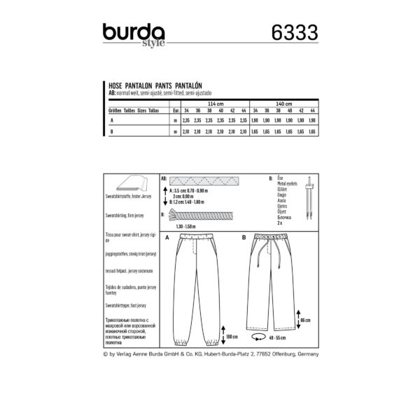 Burda Style - Schnittmuster - Hose - Jogginghose und Palazzohose - 6333 – Bild 4