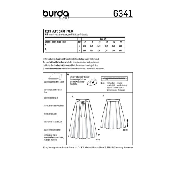 Burda Style Schnittmuster - Rock - kurz und lang mit Kellerfalten - Nr.6341 – Bild 4