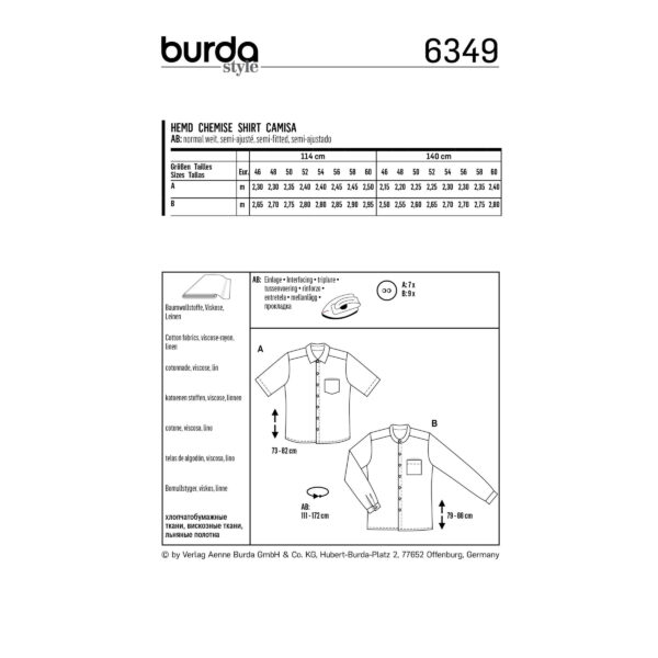 Burda Style Schnittmuster - Hemd - Hawaiihemd - Nr.6349 – Bild 4