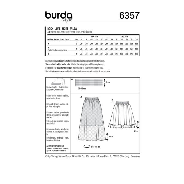 Burda Style Schnittmuster - Rock - A-Linien-Röcke - Nr.6357 – Bild 4