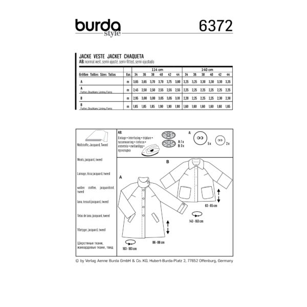 Burda Style Schnittmuster - Jacken - Raglanärmel und A-Linie - Nr.6372 – Bild 4