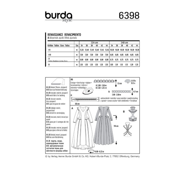 Burda Style Schnittmuster - Historisches Kleid - Renaissancekleid - Nr.6398 – Bild 5