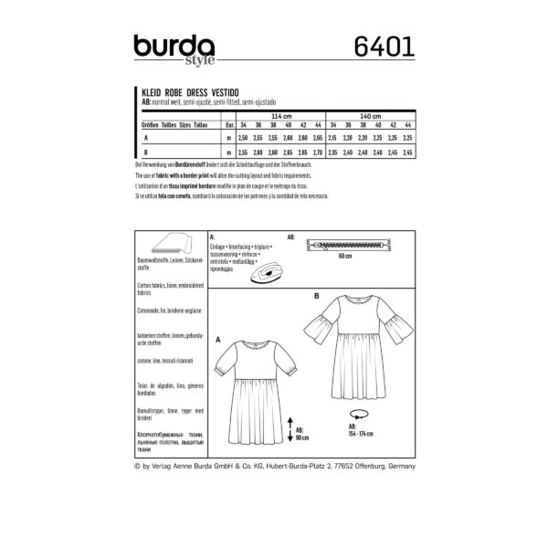 Burda Style Schnittmuster - Kleid – Empirekleid - Nr.6401 – Bild 4