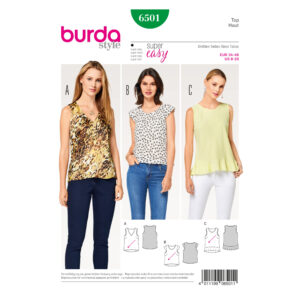 Burda Style Schnittmuster - Top - V-Ausschnitt und Saumvolant - Nr.6501