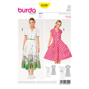Burda Style Schnittmuster - Kleid im Hemdblusenstil mit Faltenrock - Nr.6520
