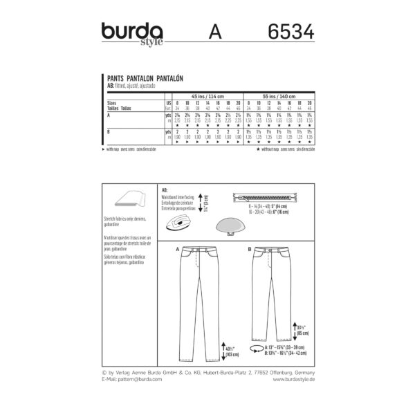 Burda Style Schnittmuster - Hose - Jeans - lang und 3/4 - Nr. 6534 – Bild 5
