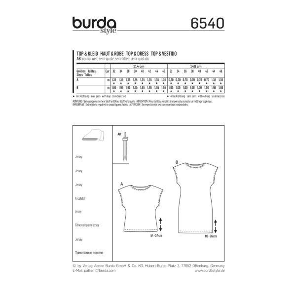 Burda Style Schnittmuster - Kleid & Top ärmellos - Nr. 6540 – Bild 5