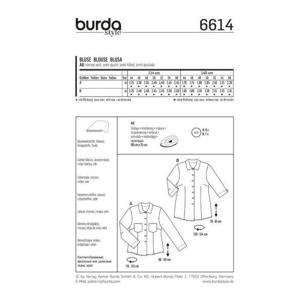 Burda Style Schnittmuster - Bluse - Hemdblusen leicht tailliert - Nr. 6614 – Bild 4