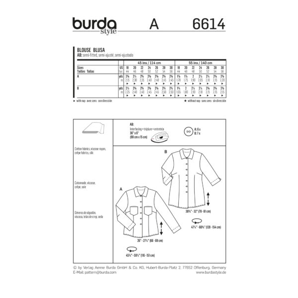 Burda Style Schnittmuster - Bluse - Hemdblusen leicht tailliert - Nr. 6614 – Bild 5