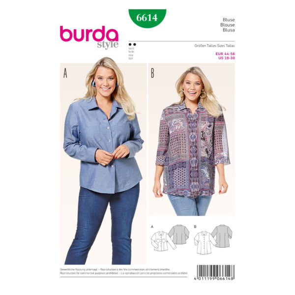 Burda Style Schnittmuster - Bluse - Hemdblusen leicht tailliert - Nr. 6614