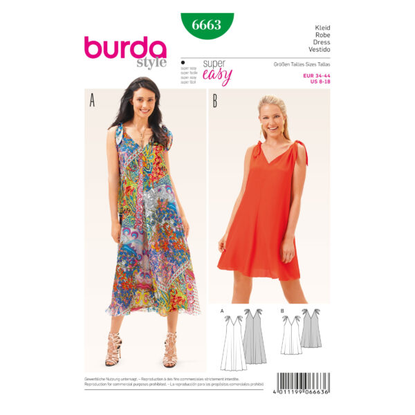 Burda Style Schnittmuster - Kleid - Sommerkleid - A-Linienkleid - Nr. 6663