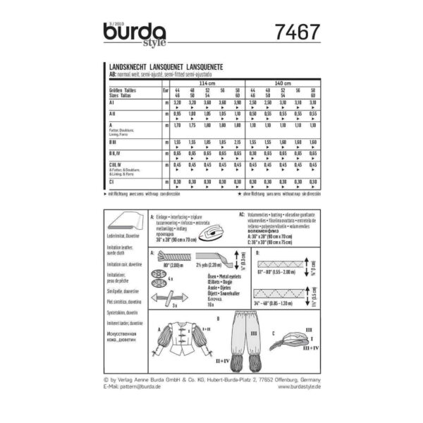 Burda Style Schnittmuster - Historisches Landsknecht Gewand - Nr. 7467 – Bild 8
