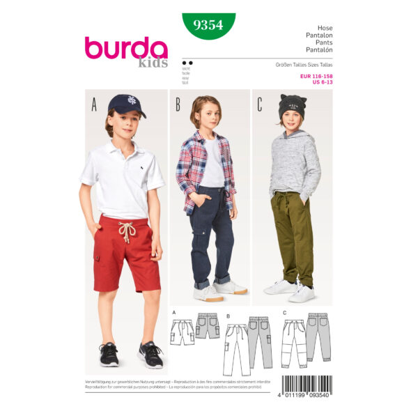 Burda Style Schnittmuster - Hose - elastischer Bund & Kordelzug - Nr. 9354