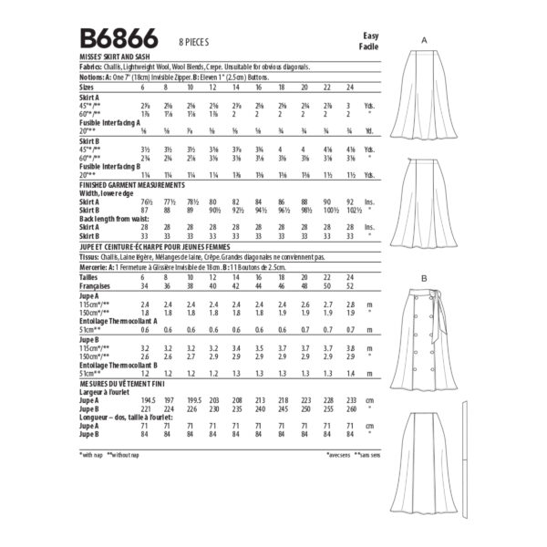 Butterick Schnittmuster - B6866 -  Bahnenrock – Bild 6