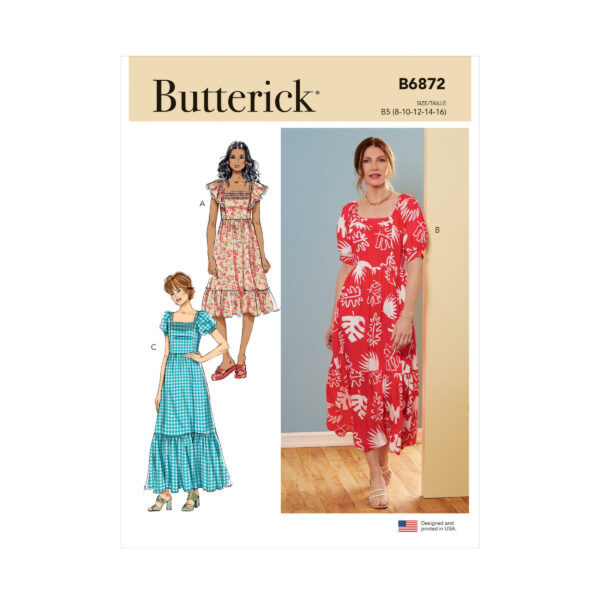 Butterick Schnittmuster - B6872 - Sommerkleid mit Volant am Rocksaum