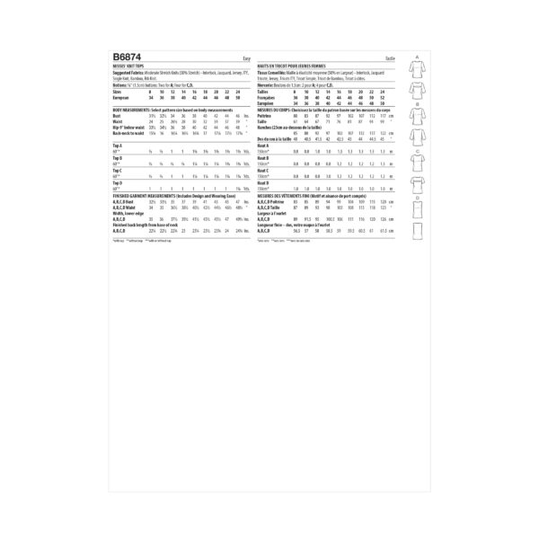 Butterick Schnittmuster - B6874 - Basic Shirt, Damenshirt – Bild 8