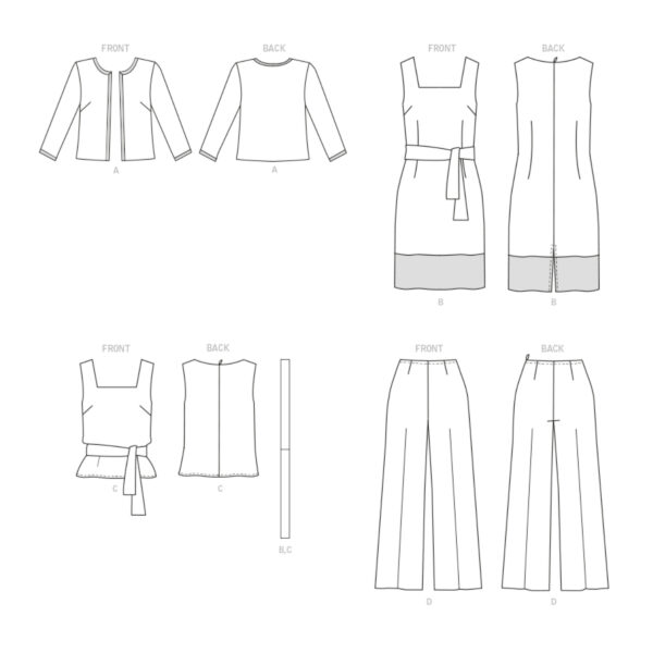 Butterick Schnittmuster - B6882 - Damenkombination, Kleid, Bluse, Hose, Jacke – Bild 10