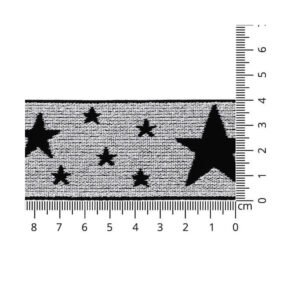 1m Elastikband - Elastic-Band - Lurex - 40 mm - sw/silber - Sterne - beidseitig