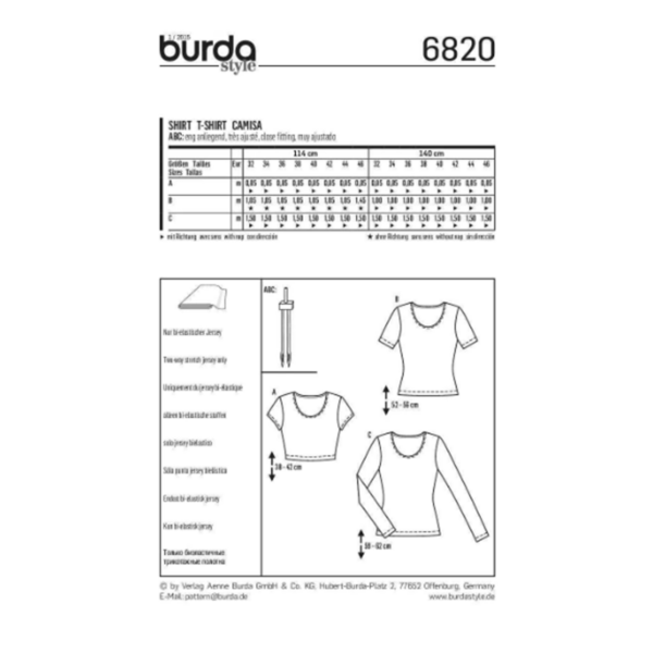Burda Style Schnittmuster - Shirt - kurz & lang - Nr. 6820 – Bild 5