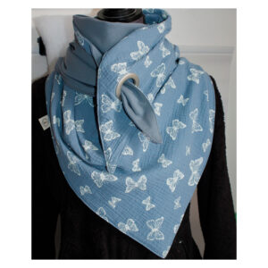 Maxituch-  Dreieckstuch - Musselin / French Terry - Rauchblau - Schmetterling