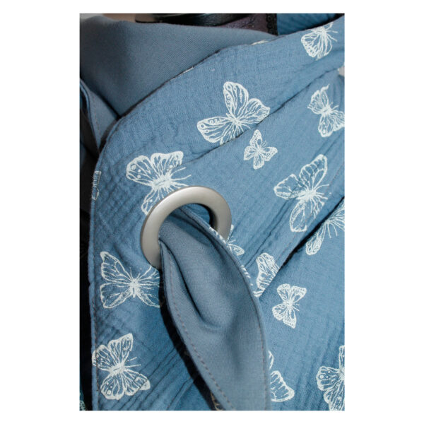 Maxituch-  Dreieckstuch - Musselin / French Terry - Rauchblau - Schmetterling – Bild 3