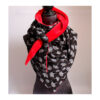 Maxituch - Dreieckstuch - Musselin / Fleece - Schwarz, Weiß, / Rot - Ginkgoblatt