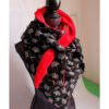 Maxituch - Dreieckstuch - Musselin / Fleece - Schwarz, Weiß, / Rot - Ginkgoblatt – Bild 2