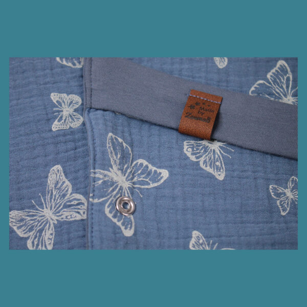 Maxituch - Dreieckstuch -Musselin / French Terry - Rauchblau - Schmetterling, II – Bild 2