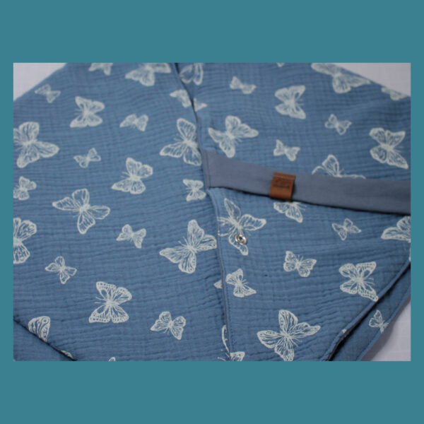 Maxituch - Dreieckstuch -Musselin / French Terry - Rauchblau - Schmetterling, II – Bild 5