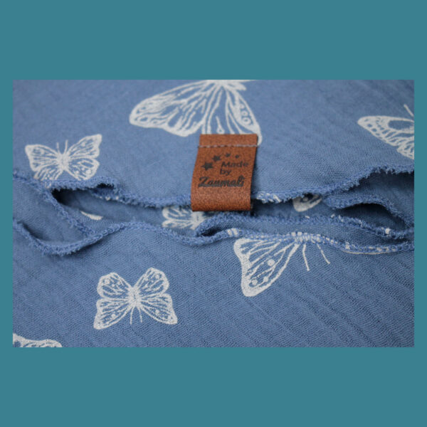 XXL Tuch - Kinder - Musselin - Rauchblau, Schmetterling - 1,30 m x 0,95 m – Bild 4