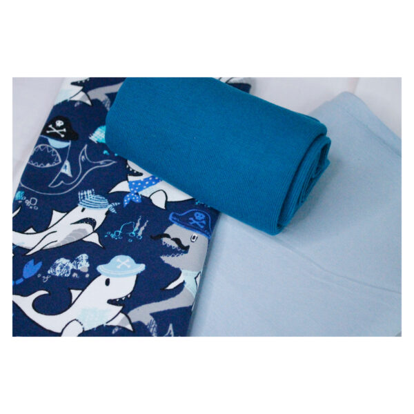 Stoffpaket - Jersey, Kinderbekleidung - Haifisch - maritim - Blau - SPJ 17 – Bild 3