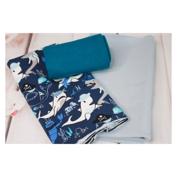 Stoffpaket - Jersey, Kinderbekleidung - Haifisch - maritim - Blau - SPJ 17 – Bild 2
