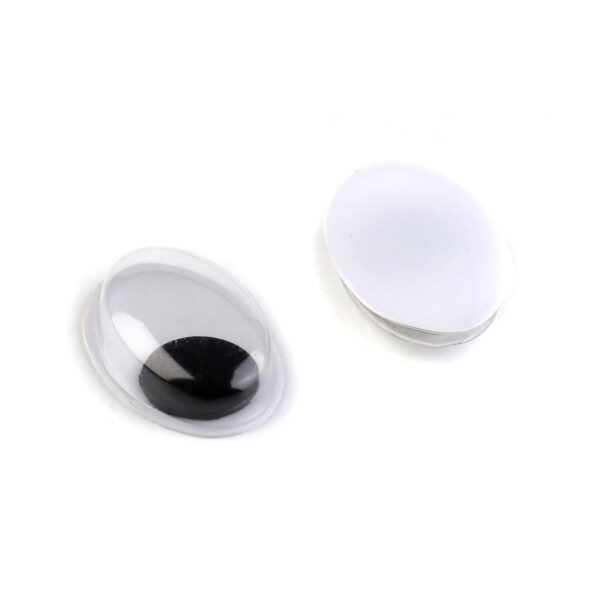 10 Kunststoffaugen - Wackelaugen - bewegliche Augen - oval - 10 x 15 mm - s/w – Bild 2