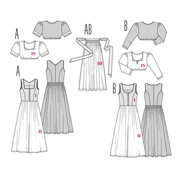 Burda Style-Schnittmuster - langes Dirndl Tracht - 8448 – Bild 5