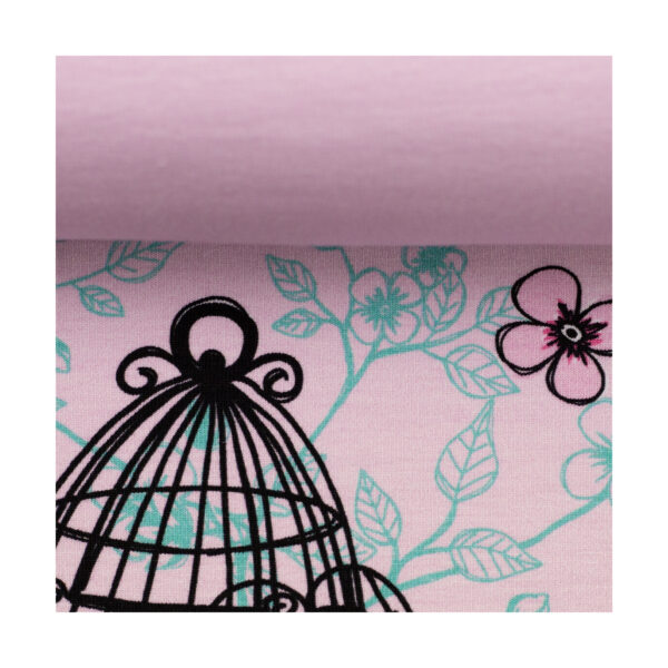 16.40EUR/ 1m - Jersey - Steinbeck "Valerie Papillon"- Panel 75 cm - Rosa/Mint – Bild 2