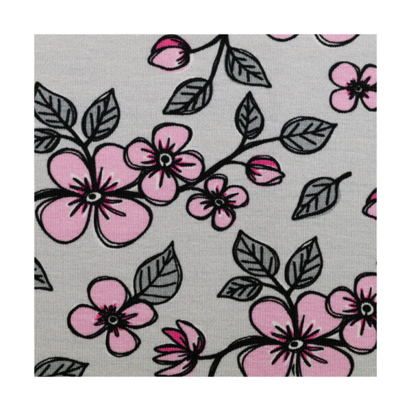 16.40EUR/ 1m - Jersey - Steinbeck "Valerie Papillon" - Grau, Rosa – Bild 3