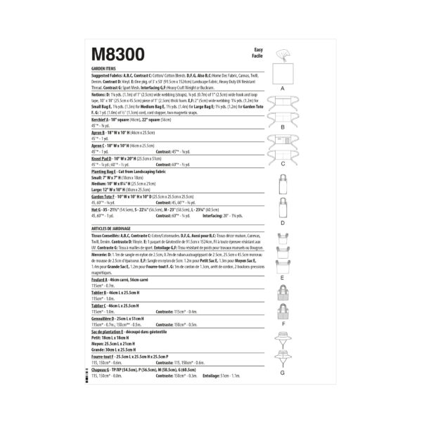 McCalls Schnittmuster M8300 - Taschen, Kissen, Schürzen, alles für den Garten – Bild 8
