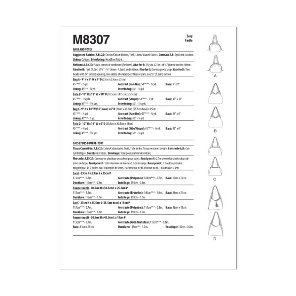 McCalls Schnittmuster M8307 - eine Auswahl an Taschen – Bild 7