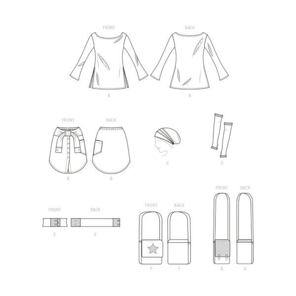 McCalls Schnittmuster M8298 - Shirt, Taschen, Mütze, Rock – Bild 10