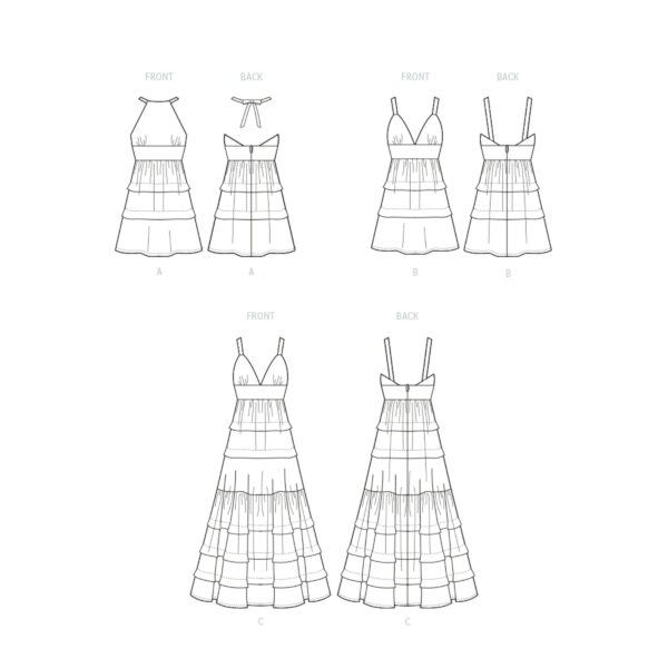 McCalls Schnittmuster M8322 - schlichtes Trägerkleid mit Stufenrock – Bild 7